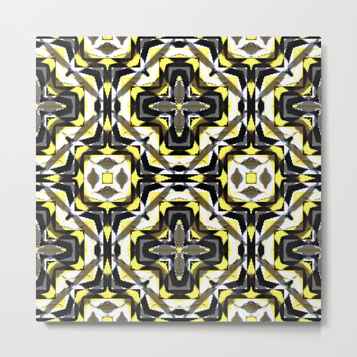 black yellow gray and white geometric Metal Print