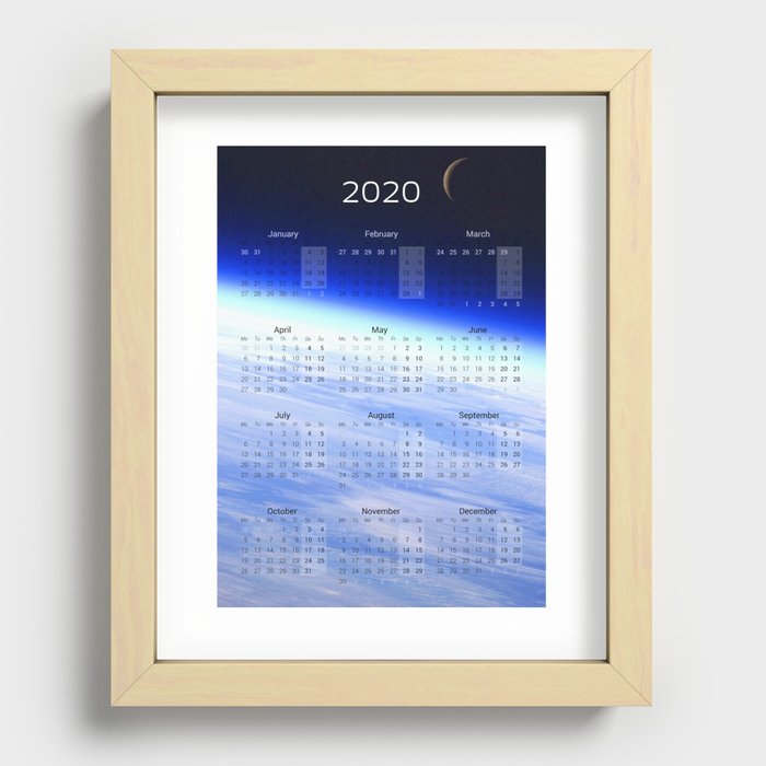 Calendar 2020 with Moon #7 Recessed Framed Print