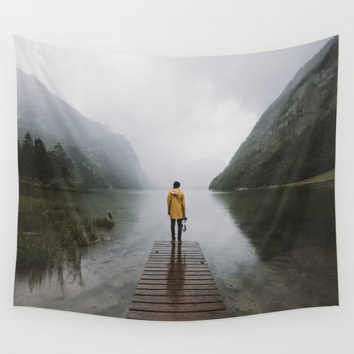 Mountain Lake Vibes - Landscape Photography Wall Tapestry