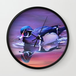 wood duck rose tinted aesthetic bird art abstract nature photography Wall Clock