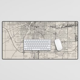 USA Rockford - City Map - Black and White Aesthetic Desk Mat