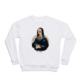 Mona Lisa - blue shining WoodCut Collage 2 Crewneck Sweatshirt