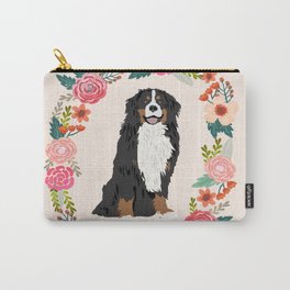 bernese mountain dog floral wreath dog gifts pet portraits Carry-All Pouch