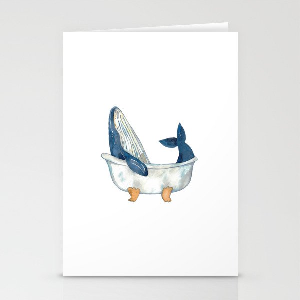 Humpback whale taking bath watercolor Stationery Cards