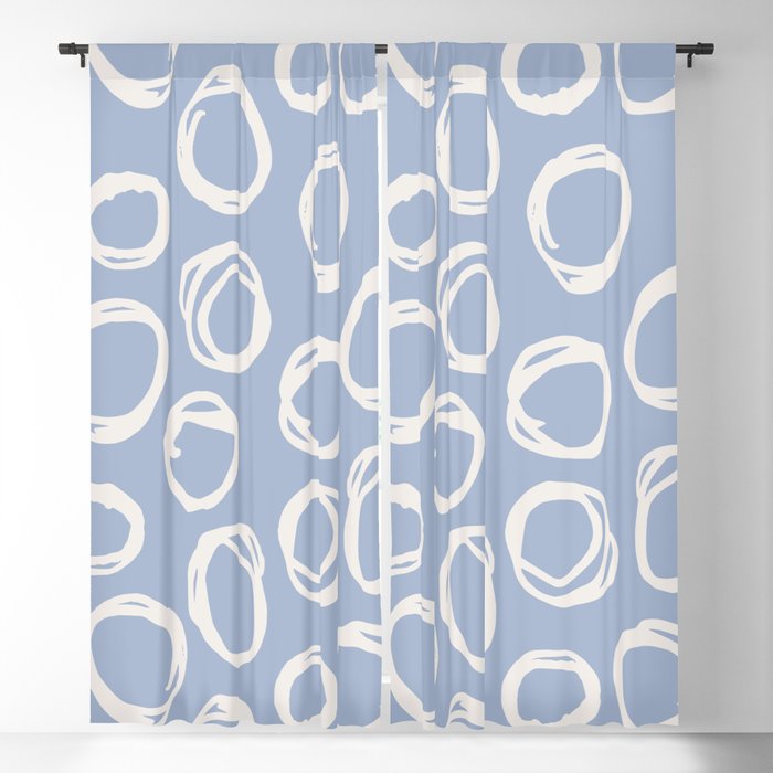 Hand Drawn Abstract Circles - Pigeon Blue Blackout Curtain