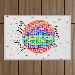 Have a (Disco) Ball, Y'all - Color Sparkles Background Outdoor Rug