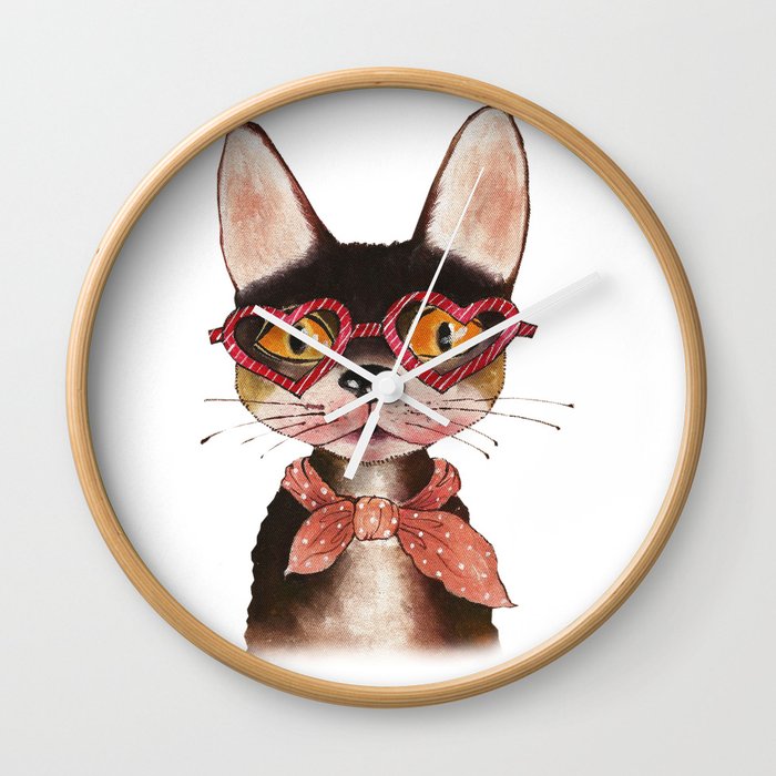 Cat painted Wall Clock