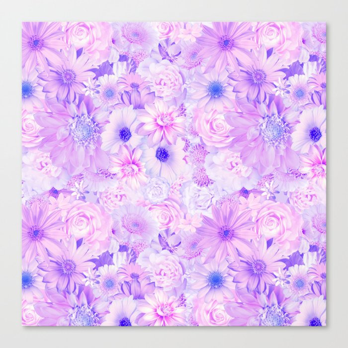 pink purple floral bouquet aesthetic array Canvas Print