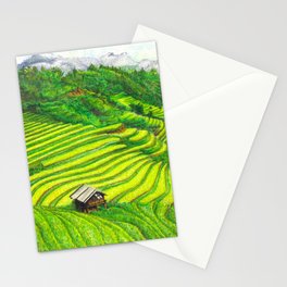 Vietnam Rice Fields Illustration Stationery Cards