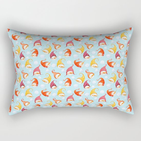 Merry christmas- happy wintertime! Beautiful little snowman pattern Rectangular Pillow