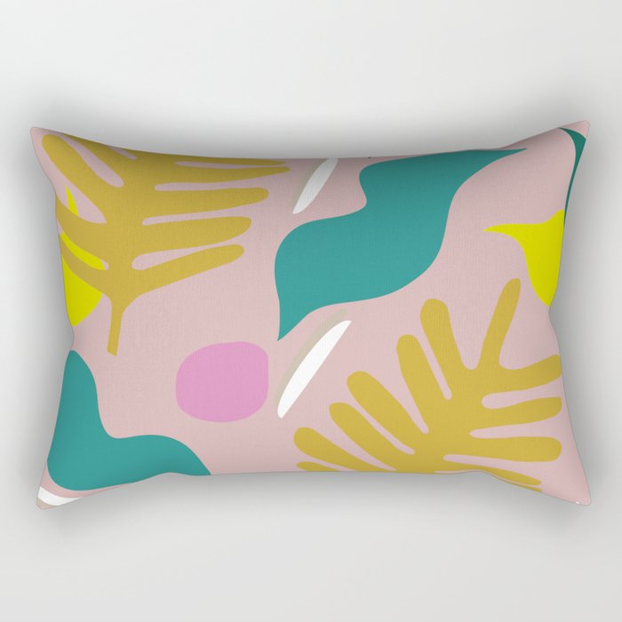 Yellow Ochre Purple Palm Cut-Out Rectangular Pillow
