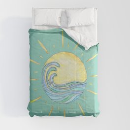 Sun Wave Aqua  Comforter