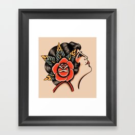American traditional lady head Framed Art Print