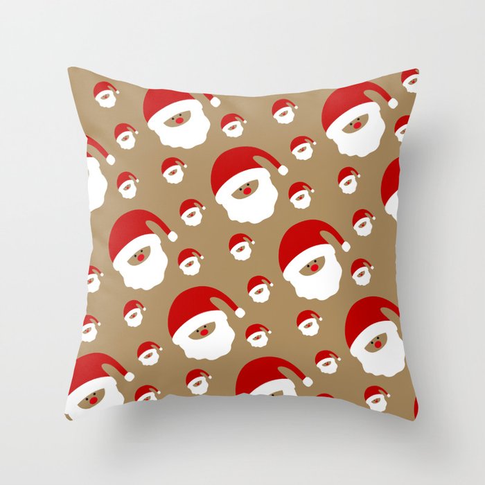 Christmas Santa Claus on Taupe Throw Pillow