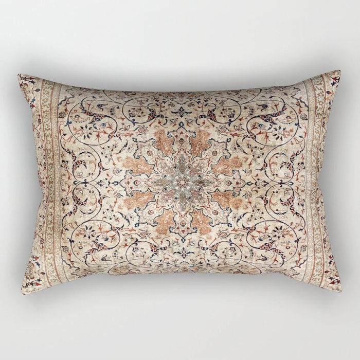 Silk Esfahan Persian Carpet Print Rectangular Pillow | Graphic-design, Rug, Carpet, Antique, Vintage, Oriental, Persian, Ethnic, Boho, Bohemian