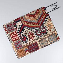 Hotamis  Antique Konya Turkish Kilim Print Picnic Blanket