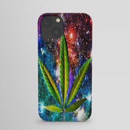 Weed Leaf in Space iPhone Case