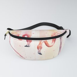 Two Flamingos Watercolor Tropical Birds Animals Fanny Pack
