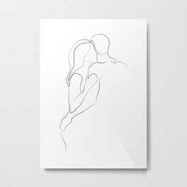 Lovers - Minimal Line Drawing Art Print3 Metal Print