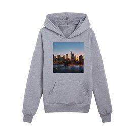 Manhattan, New York, City Sunset Skyline Kids Pullover Hoodies