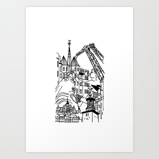 Three City Silhouettes Art Print