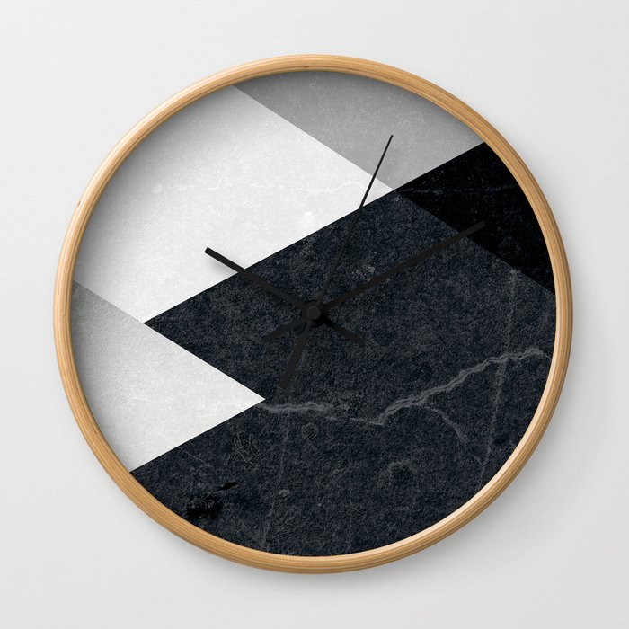 Geometrics - marble & silver Wall Clock