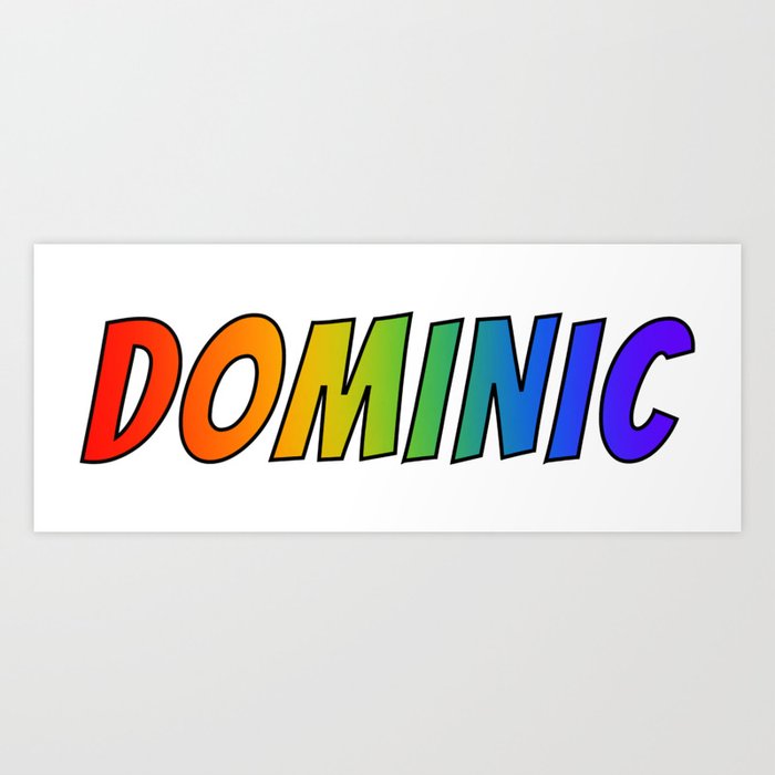 "DOMINIC" First Name Rainbow Spectrum Gradient Colors Pattern Art Print
