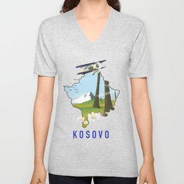 Kosovo map V Neck T Shirt