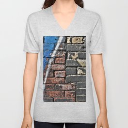 Graffiti Spay Paint Gritty 2 Tone Brick Wall V Neck T Shirt