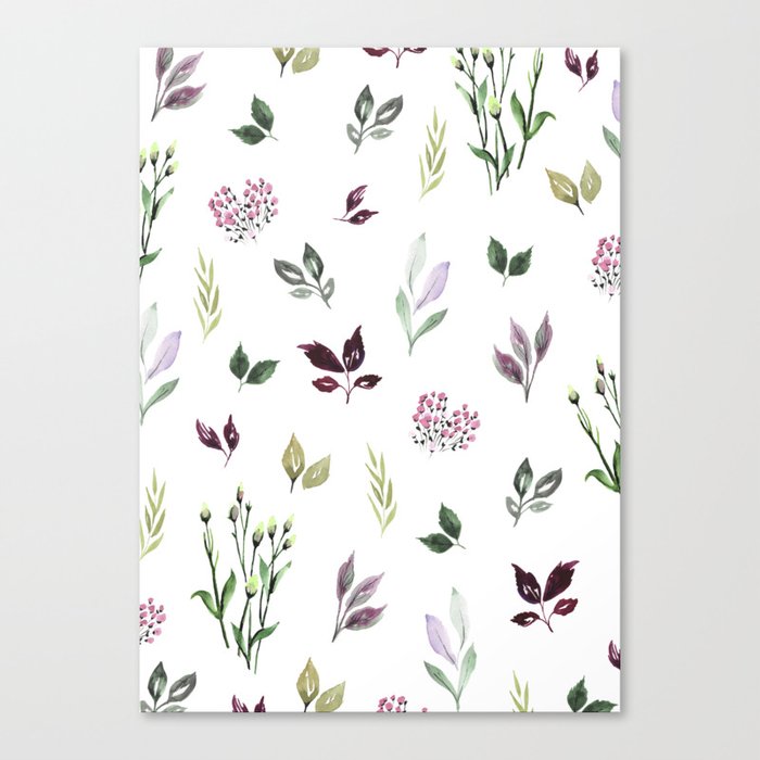 Tiny watercolor leaves Canvas Print