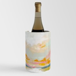 Abstract Beach Scene Blue and Pink  Wine Chiller