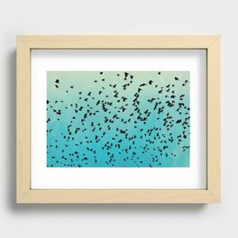 Black birds and blue skies Recessed Framed Print