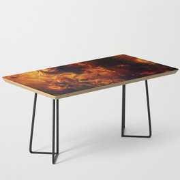 Molten Fire Burst Flames Black and Orange Abstract Artwork Coffee Table