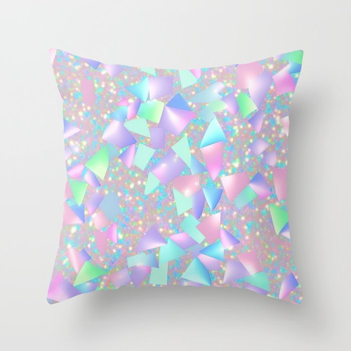 Pastel Glitter Hologram A Nostalgic Fashion Statement Throw Pillow