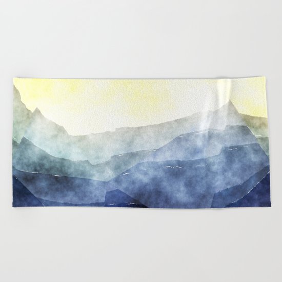 Sun behind the mountains - Modern abstract triangle pattern Beach Towel