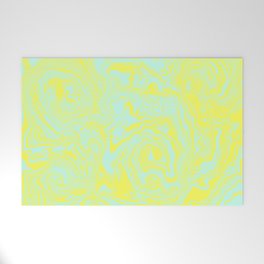 Yellow and Light Blue Abstract Psychedelic Swirl Liquid Pattern Welcome Mat