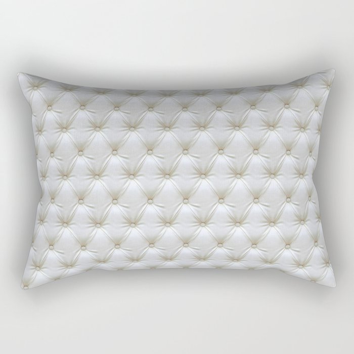 Faux White Leather Buttoned Rectangular Pillow