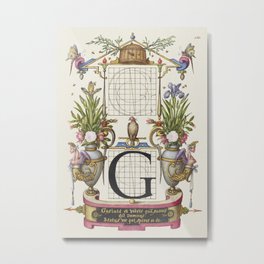 Letter G Calligraphy Vintage Illustration Lettering Metal Print | Hoefnagel, Nostalgia, Ornament, Historic, Victorian, Initial, Gift, Letter, Illustration, Century 