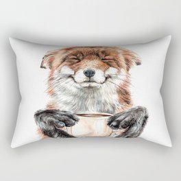 " Morning fox " Red fox with her morning coffee Rechteckiges Kissen | Foxdrinkingcoffee, Mug, Animal, Hollysimental, Animalcoffee, Cute, Coffee, Foxlove, Watercolor, Painting 