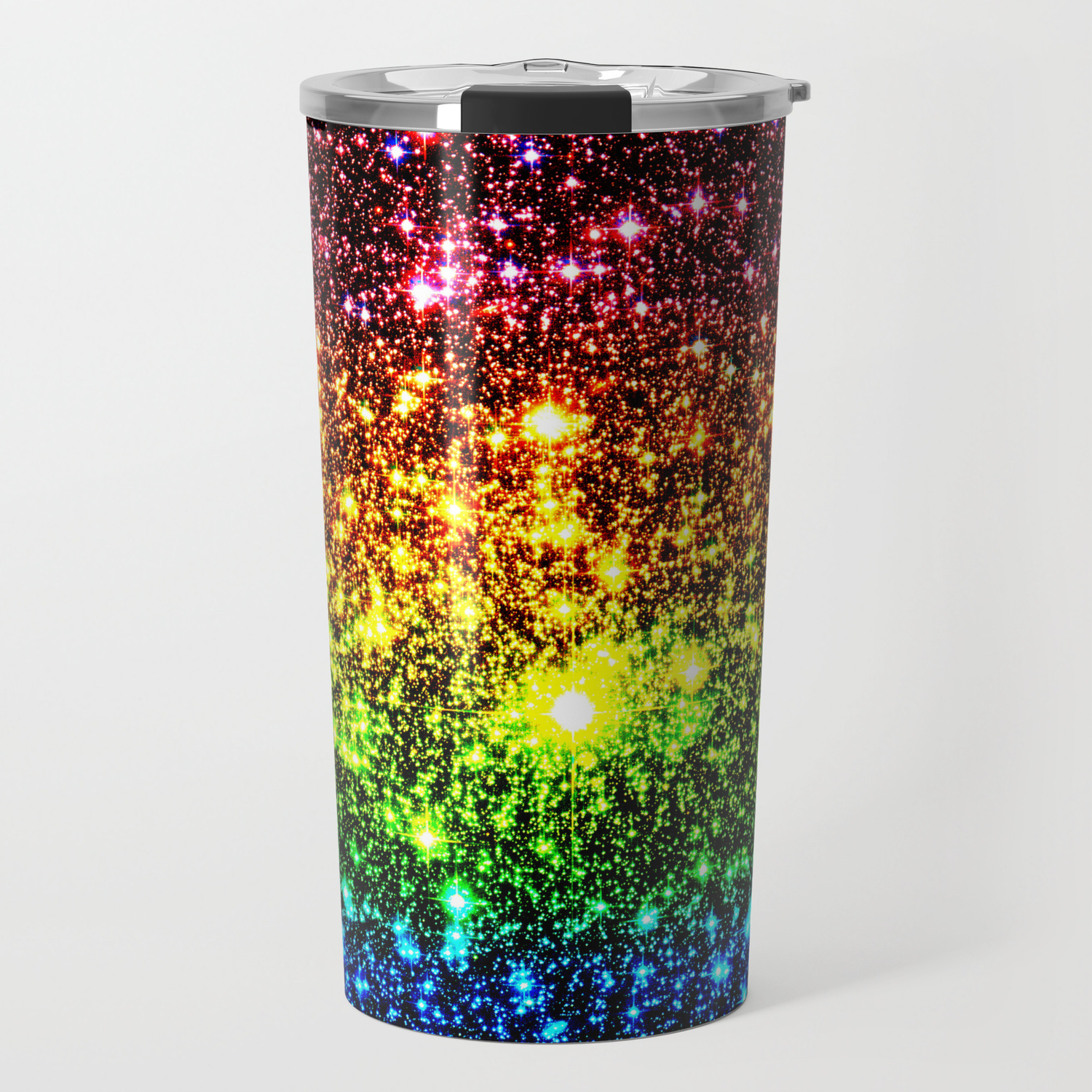 Rainbow Sparkle Galaxy Stars Travel Mug By Vintageby2sweet Society6