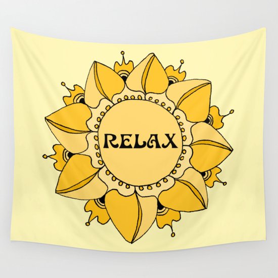 Relax Nouveau Golden Sun Mandala Wall Tapestry