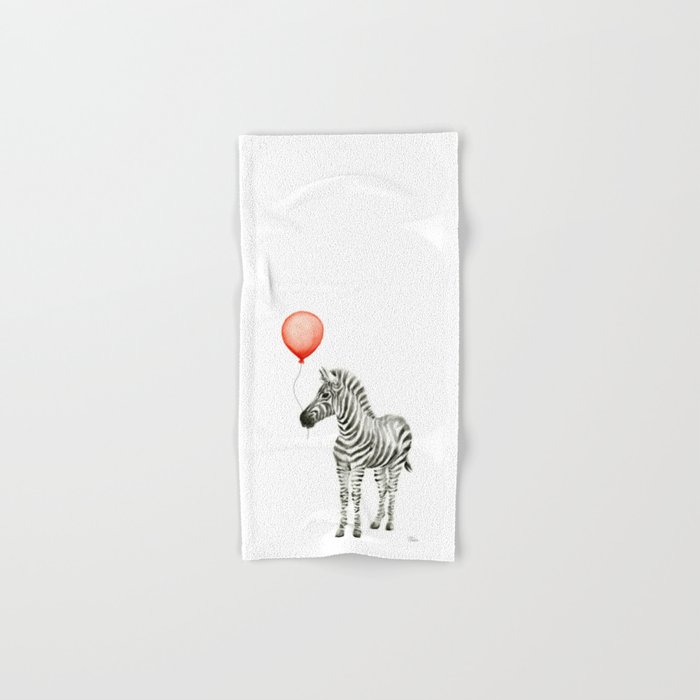 Baby Zebra With Red Balloon Hand Bath Towel By Olechka Society6