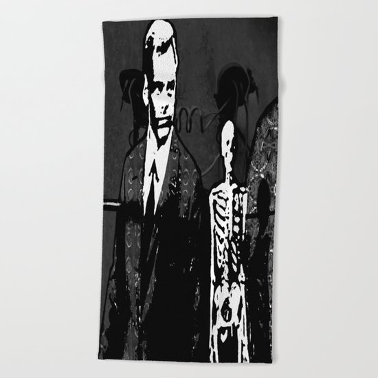 Dr. Hughes And The Skeleton In His Classroom Beach Towel