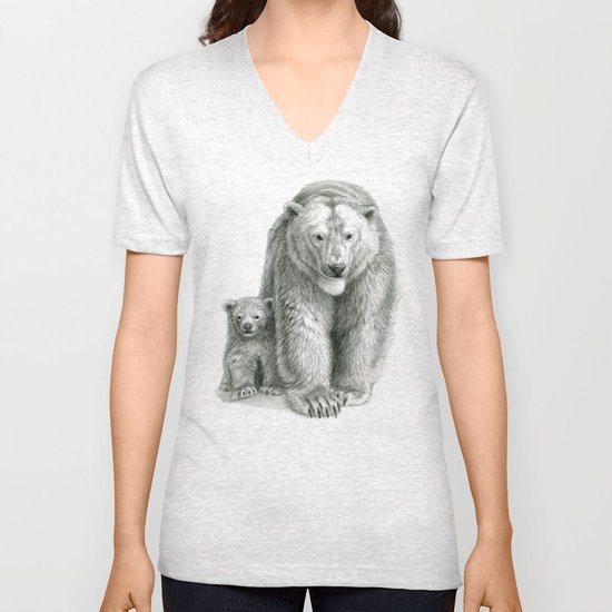 Polar bear and cub SK041 Unisex V-Neck