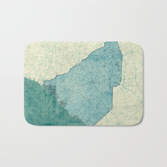 South Carolina State Map Blue Vintage Bath Mat