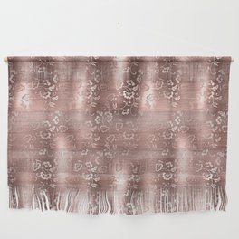 Rose Gold Floral Brushed Metal Texture Wall Hanging