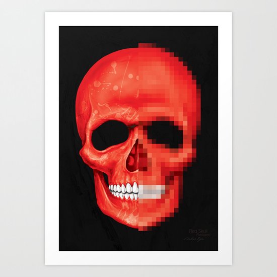 Red Skull Pixelated Art Print