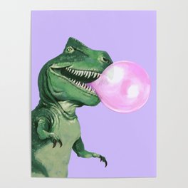 Bubble gum T-Rex in Purple Poster