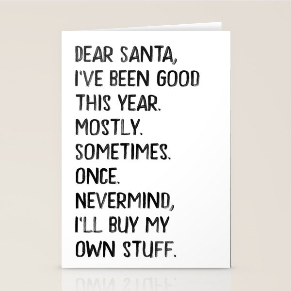 Dear Santa funny Christmas letter Stationery Cards by Pictandra | Society6