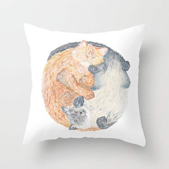 Yin Yang Cats Throw Pillow